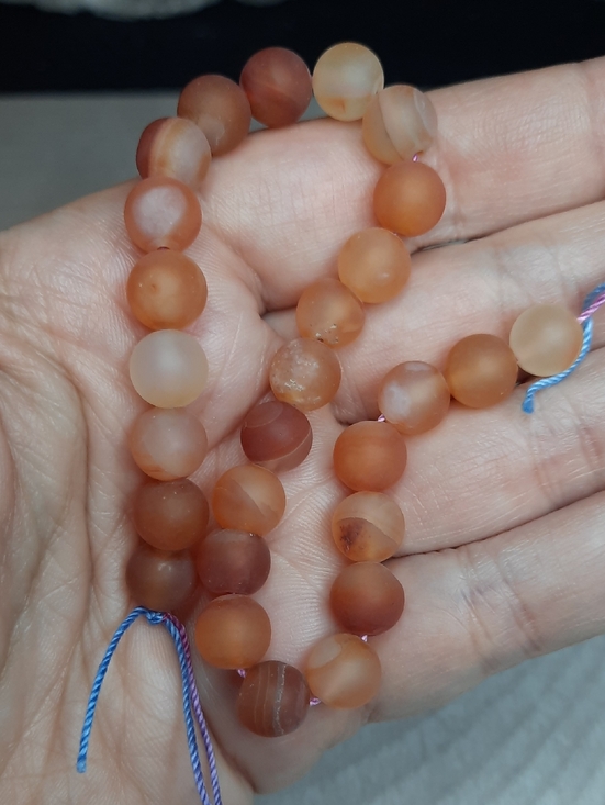 Handmade Other - 8mm Matte Carnelian Round Bead Strand - 8" #14